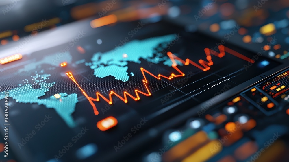 Poster digital financial chart showcasing comprehensive market data economic trends and investment analytic