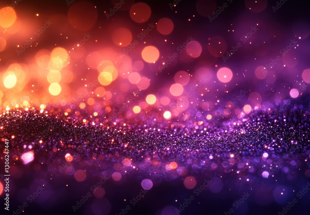 Poster glittering bokeh effect in warm and cool tones, colorful abstract background with vibrant sparkles a