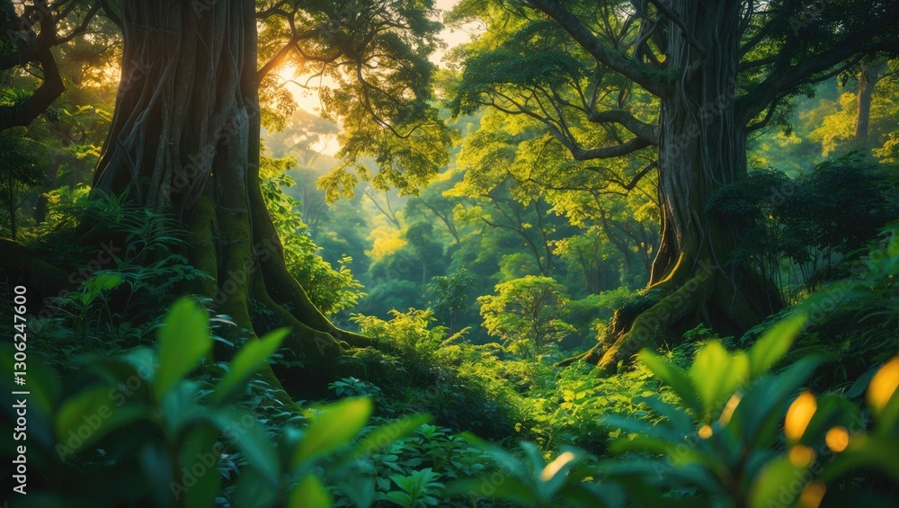 Poster a detailed image of a forest set against a transparent background with a clipping path for easy sele