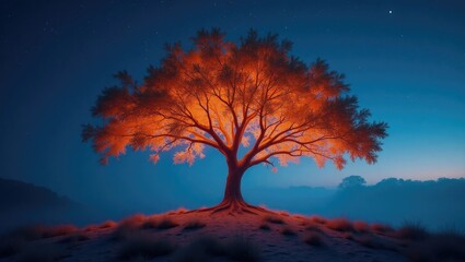 glowing orange tree branches
