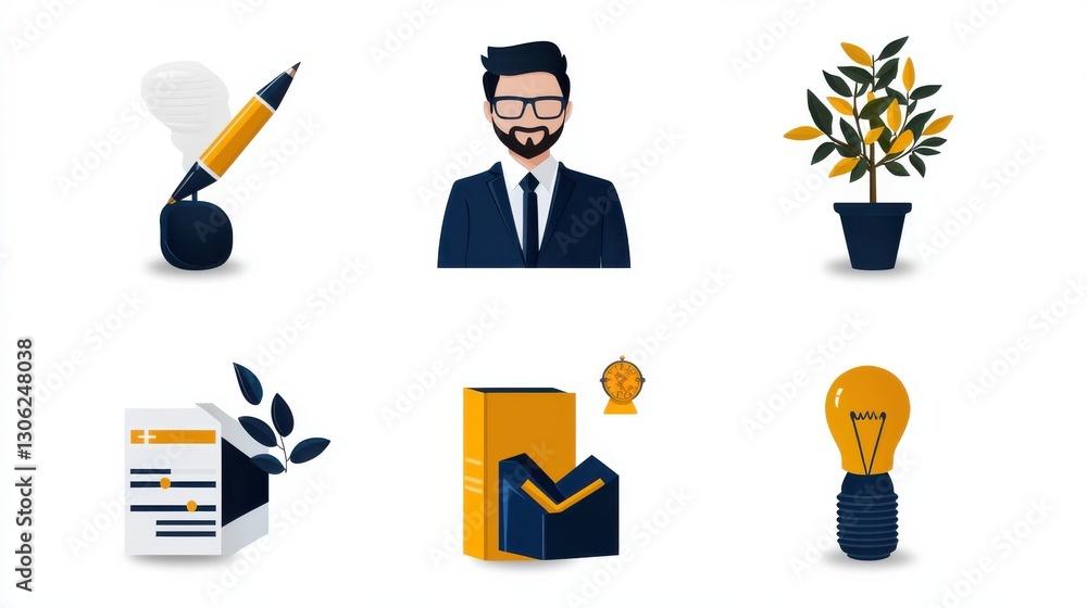 Poster creative business strategy concept with representing idea innovation planning and problem solving