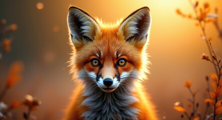 Fototapeta premium Juvenile Red Fox Staring at the Camera