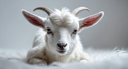Obraz premium Adorable goat on a white backdrop with clipping path included