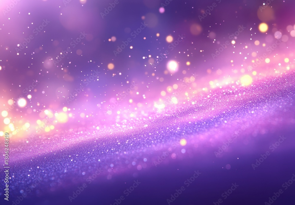 Poster glowing particles in a soft blur of purple and pink hues, creating a dreamy atmosphere with bokeh ef