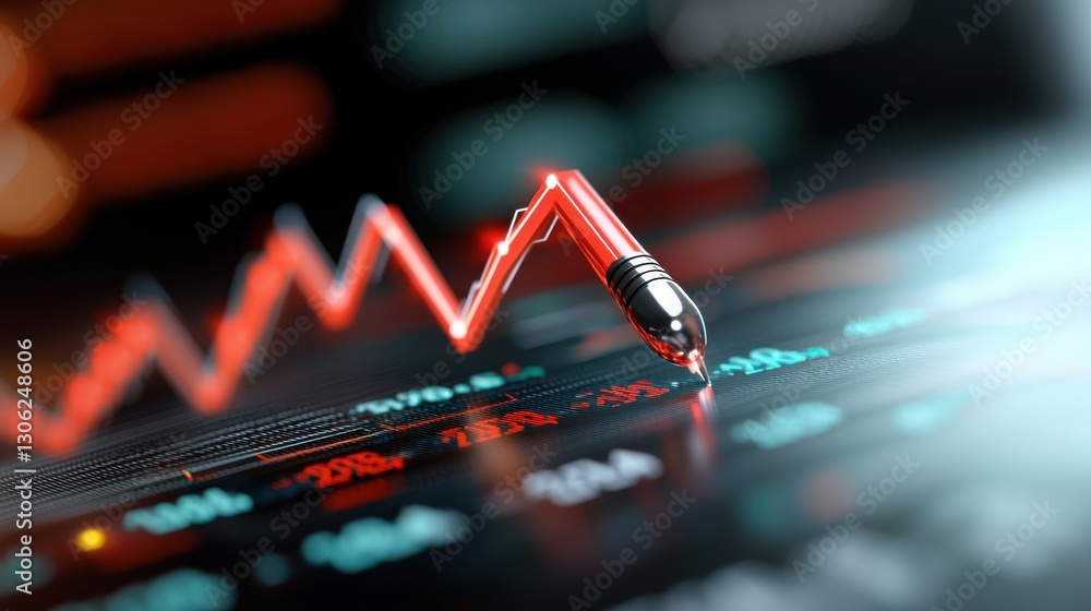 Poster digital charts graphs and financial analytics tools for monitoring market trends analyzing investmen