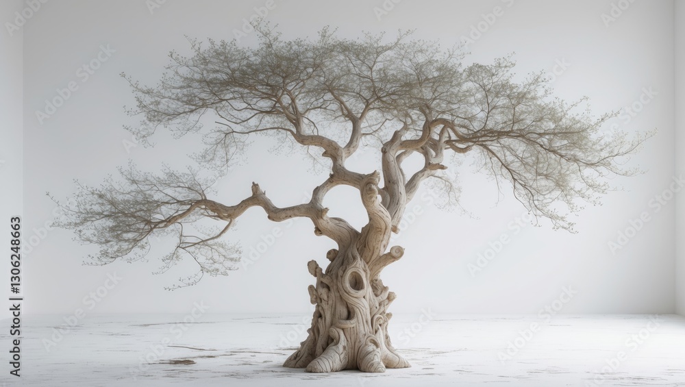 Poster a tree that has been sculpted and set apart against a blank background with clipping paths.