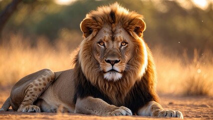 Obraz premium delightful lion safari greeting card
