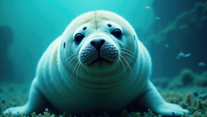 Naklejka premium Adorable seal underwater