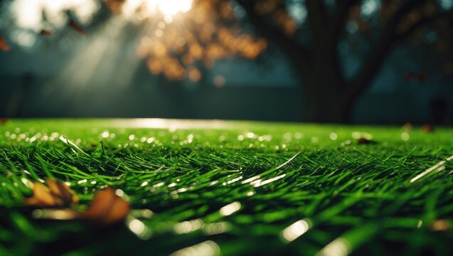 synthetic lawn basking in sunlight