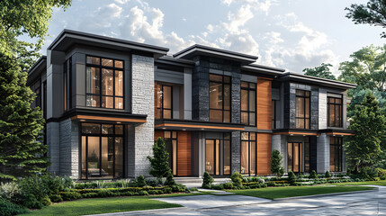 Fototapeta premium Apartment architecture plans with 3D building structure, Architect project drawing blueprint