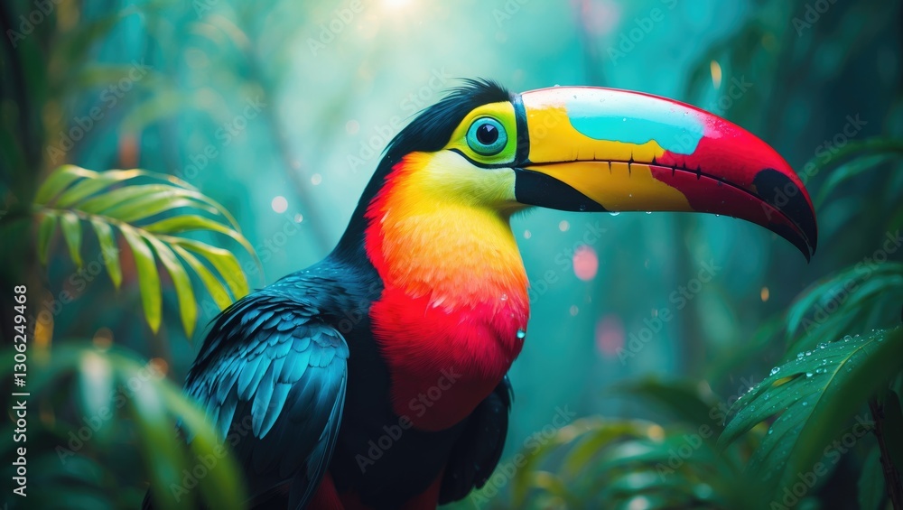 Poster intimate view of the vibrant large toucan
