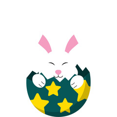 Cute Easter Bunny in Eggshell