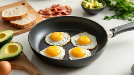Fried Eggs, Breakfast, Kitchen, White Counter