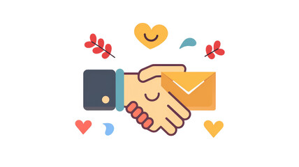 Handshake for Letter, Gratitude, Teamwork, Online.