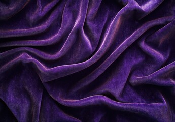 Lush Deep Purple Velvet Fabric with Soft Texture, Capturing the Rich Color and Flowing Drapery, Ideal for Luxurious and Elegant Designs or Backgrounds