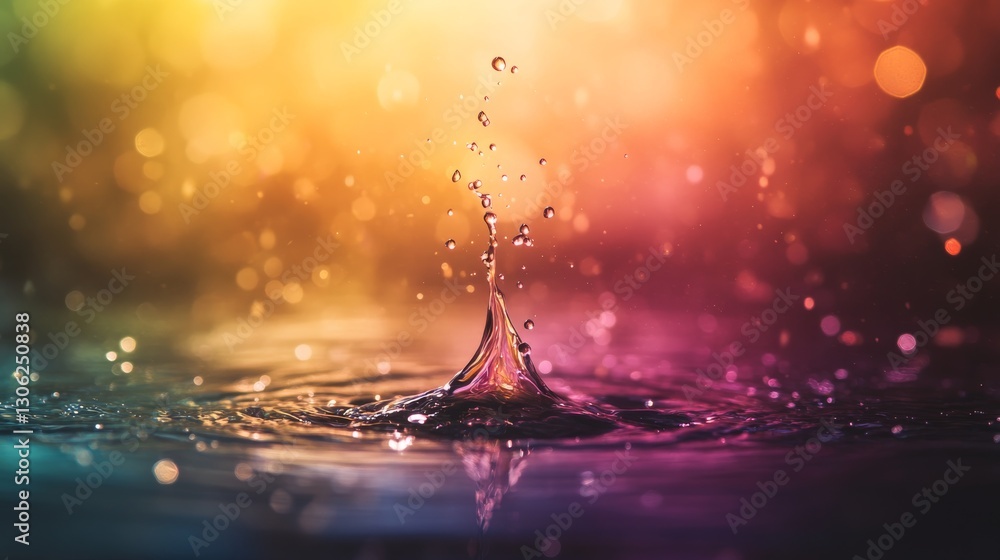 Leinwandbilder a swirling rainbow ink splash hangs mid-air with a glossy texture, highlighted by soft lighting, pro