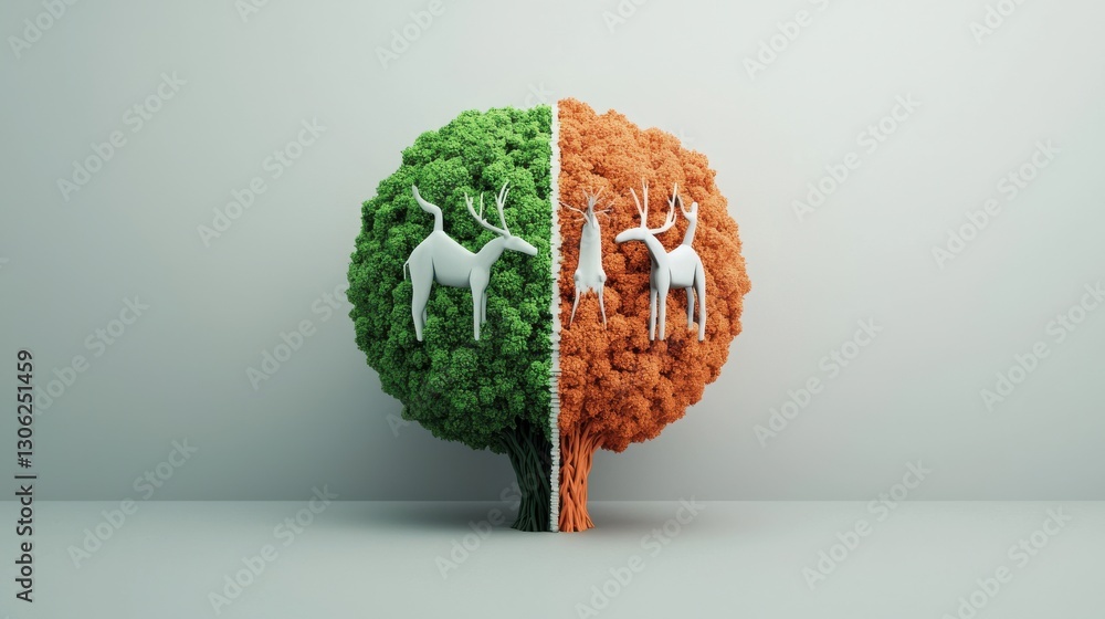 Poster duality of nature a conceptual visual representation of the cycle of life showcasing the transformat