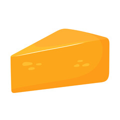 Cheddar cheese slice. Organic farm food. Design element, cartoon flat illustration for logo, poster, menu. Isolated on white background.