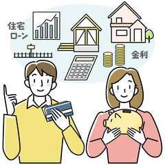 住宅購入のプランを立てる若い夫婦