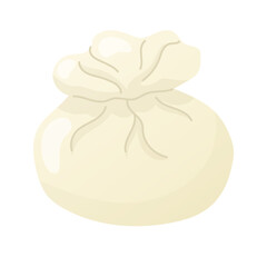 Burrata cheese. Organic farm food. Design element, cartoon flat illustration for logo, poster, menu. Isolated on white background.