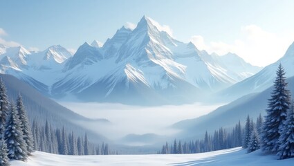 Fototapeta premium stunning peaks set in an enchanting winter landscape.