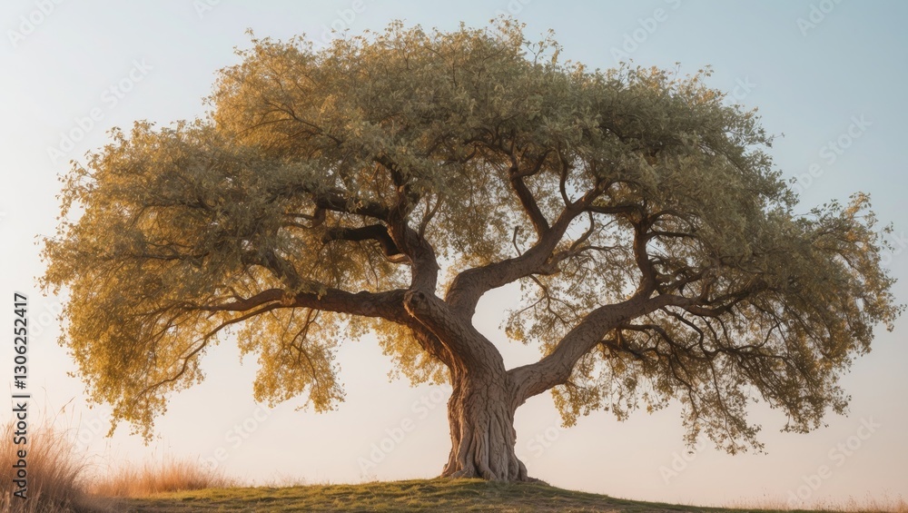 Aufkleber cutout of a tree designed as a basis for editing tasks. striking, solitary almond tree with a clippi