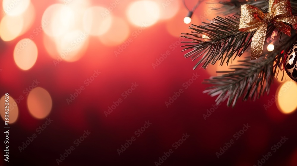 Poster christmas ornaments featuring bold animal prints dangle from a pine branch. the red backdrop sparkle