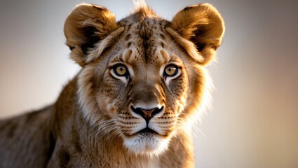 Obraz premium Close-up of a youthful lioness