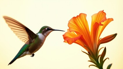 Fototapeta premium Watchful Hummingbird and the Luminous Snapdragon