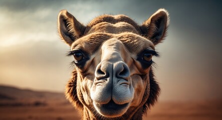 Fototapeta premium Detailed Portrait of a Dromedary Camel Outdoors
