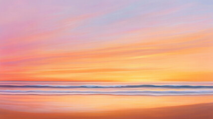 breathtaking seascape at sunrise with warm golden hues reflecting on calm water, creating serene and tranquil atmosphere