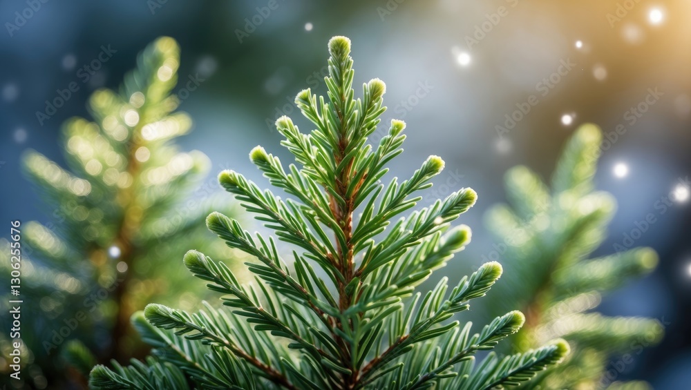 Aufkleber detailed views of tiny conifer needles, the lush green branches of a pine, and an up-close look at t
