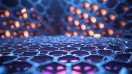 Obraz premium Virtual background featuring hexagonal network links