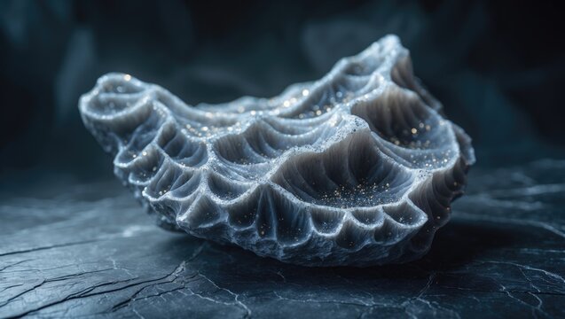Fossilized stone with calcite-infused fissures in septaria mineral texture.