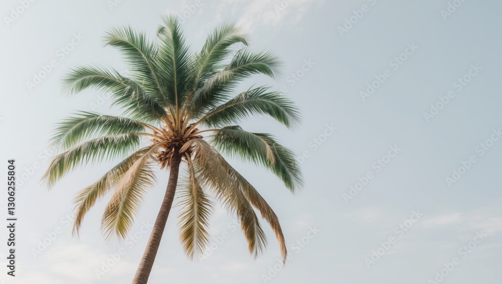 Aufkleber Coconut palm tree featuring a high-quality mask, alpha channel, and isolated clipping path on a white backdrop. Ideal for use as natural material on websites and in print.