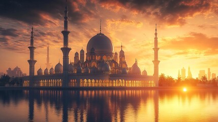 Naklejka premium Majestic Mosque at Sunrise