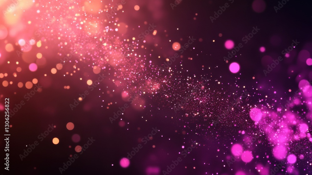 Poster Vibrant display of colorful bokeh lights creating an enchanting atmosphere in a dark setting