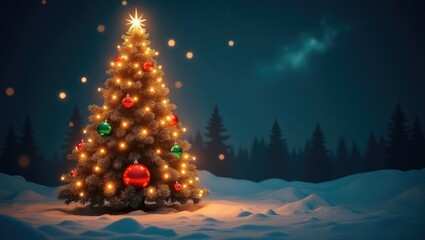Obraz premium Isolated Christmas tree adorned with festive decorations.