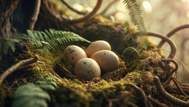 Nesting site of Hadrosaurus with dinosaur eggs