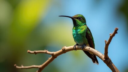 Male Bee Hummingbird perched on a twig