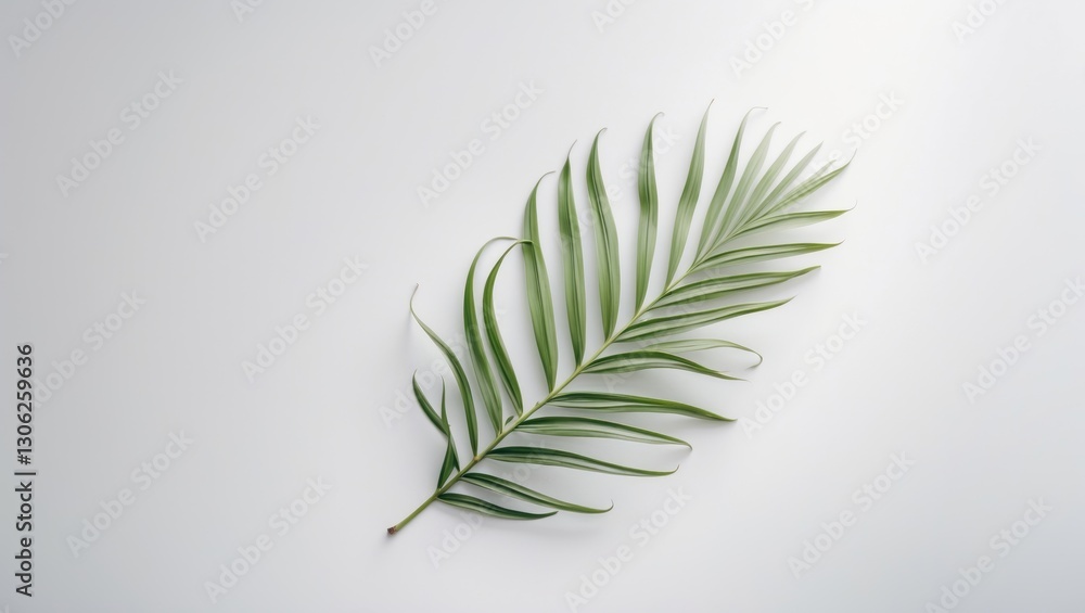 Poster isolated palm leaf with a clipping path on a light background.