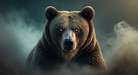 Fototapeta premium Mystical Bear with Cerulean Eyes That Might Be a Shaman