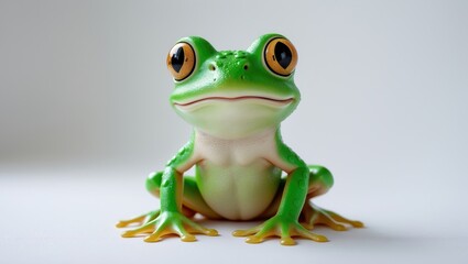 Obraz premium Playful green frog figure set against a light backdrop.