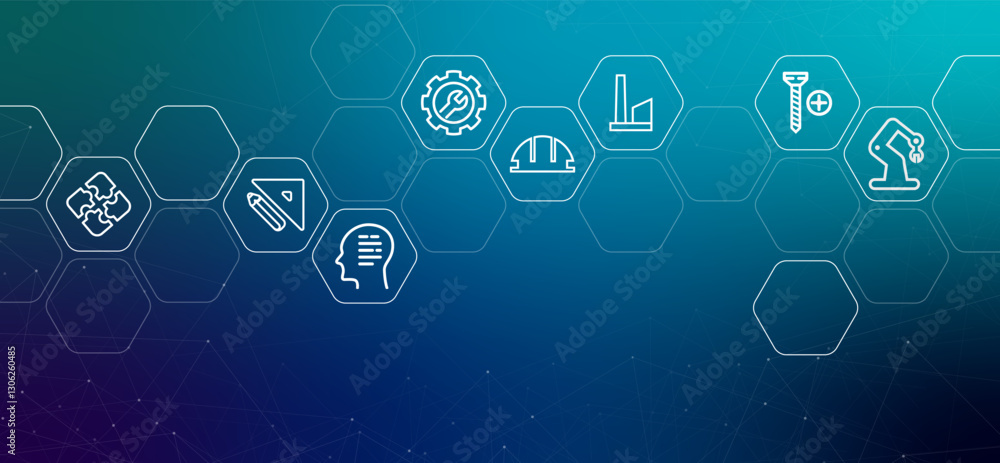 Poster engineering gradient header modern technology system maintenance development science construction in