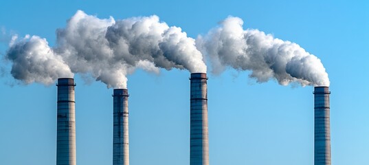 Chimney smoke pollution. Climate change environment nature disaster. Generative AI technology.