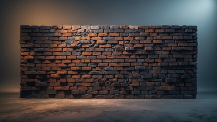 Randomly placed brown and small black bricks created a wall. backdrop, texture, and space for text