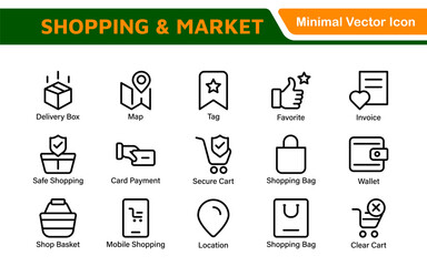 Shopping Cart Icons Set. Vector Icons for Retail, Online Shopping, E-commerce, Checkout, and Shopping Experience