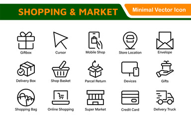 Shopping Cart Icons Set. Vector Icons for Retail, Online Shopping, E-commerce, Checkout, and Shopping Experience
