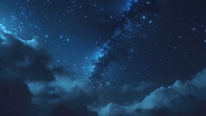 Dark blue celestial nightscape, star-filled sky, ideal for screensaver backgrounds. Astrology, horoscopes, zodiac themes.