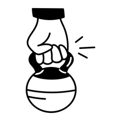 Kettlebell exercise icon in hand drawn style 
